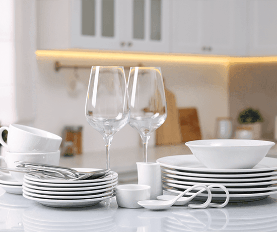 Geschirr, Besteck und Glas